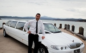 Super Stretched White Ford Limousine pictured here in Eden in the Bega Valley