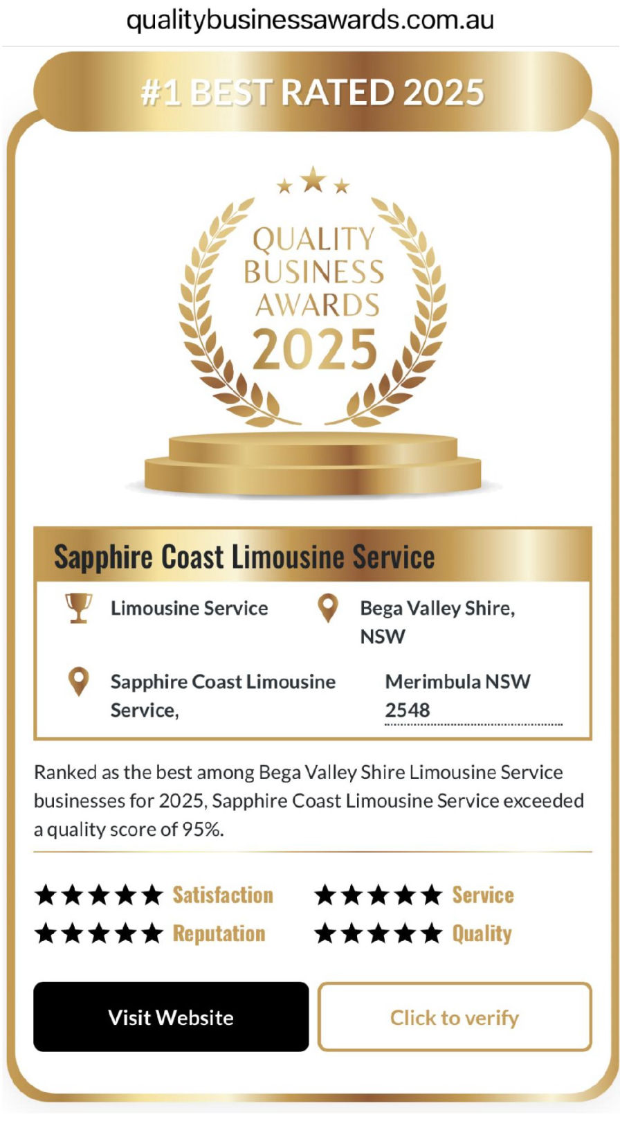 2025 Bega Valley Shire Business Award Winner